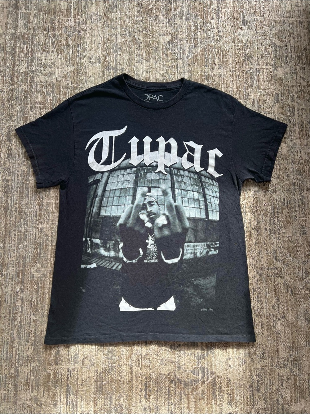 2Pac Tupac Black Cotton Shirt with Iconic Mike Miller Photograph
